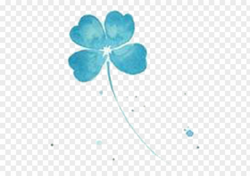 Hand Painted Clover Blue Four-leaf Wallpaper PNG