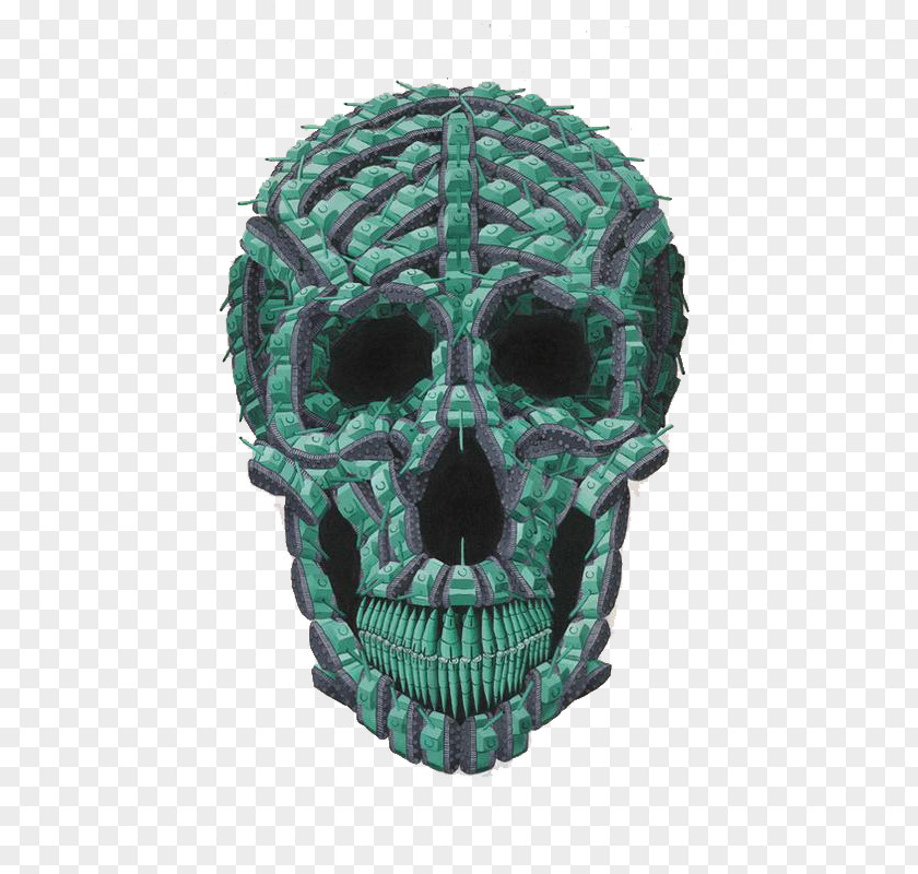 Blue Splicing Skull Teal Turquoise PNG