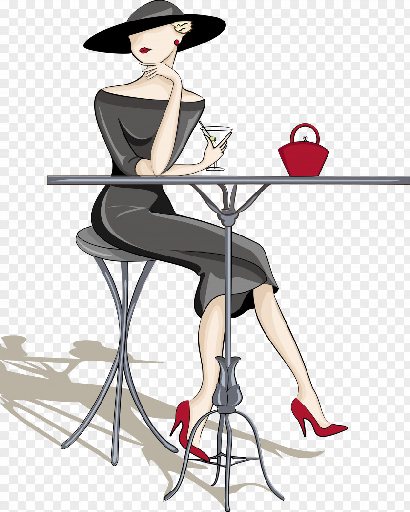 Coffee Beauty Cartoon Silhouette Illustration PNG