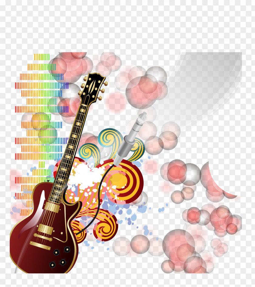 Acoustic Guitar Microphone Pink Background Vector Sound PNG
