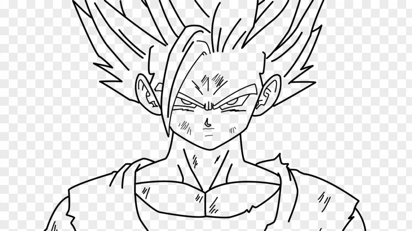 Goku Gohan Black And White Line Art Drawing PNG