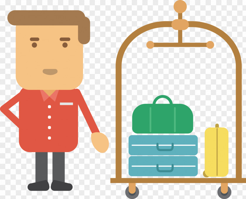 Business Cartoons,Hotel Information Map Element Material Cartoon Hotel Waiter Illustration PNG