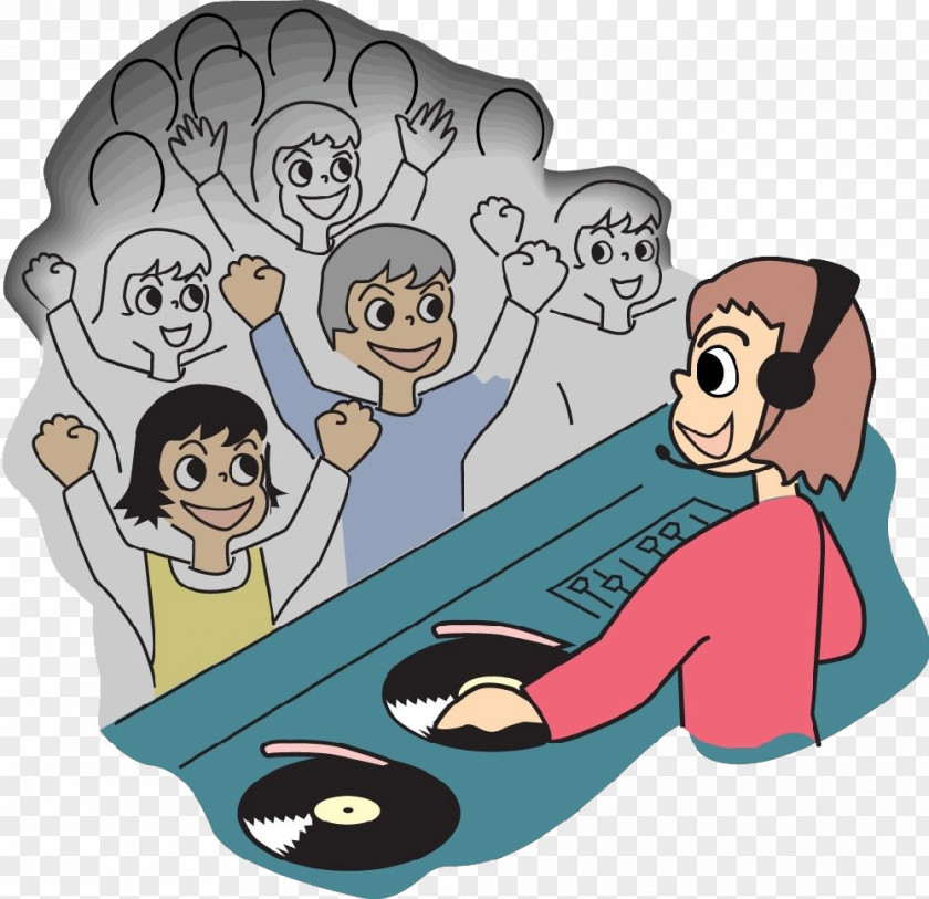 DJ Playing Discs Microphone Disc Jockey Illustration PNG