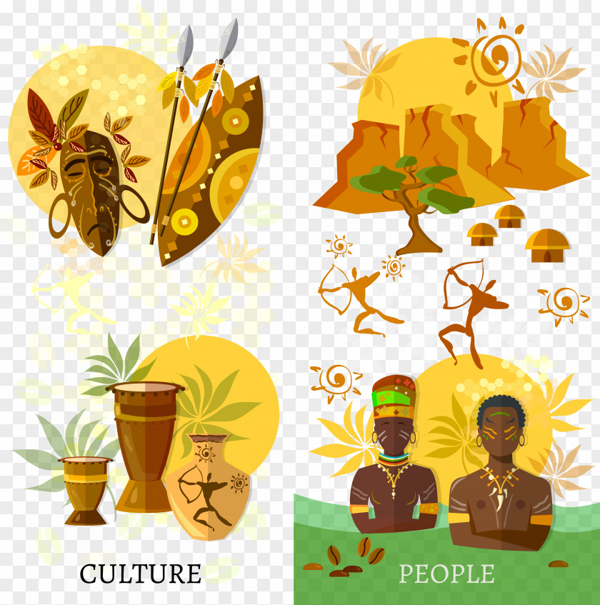 Decorative African Cultural Figures Creative Tourism Africa Culture Tradition Illustration PNG