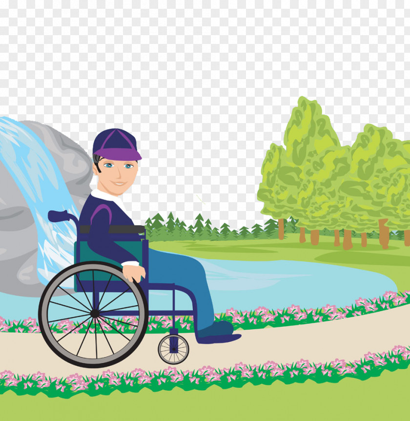 Man Sitting In A Wheelchair Euclidean Vector Illustration PNG