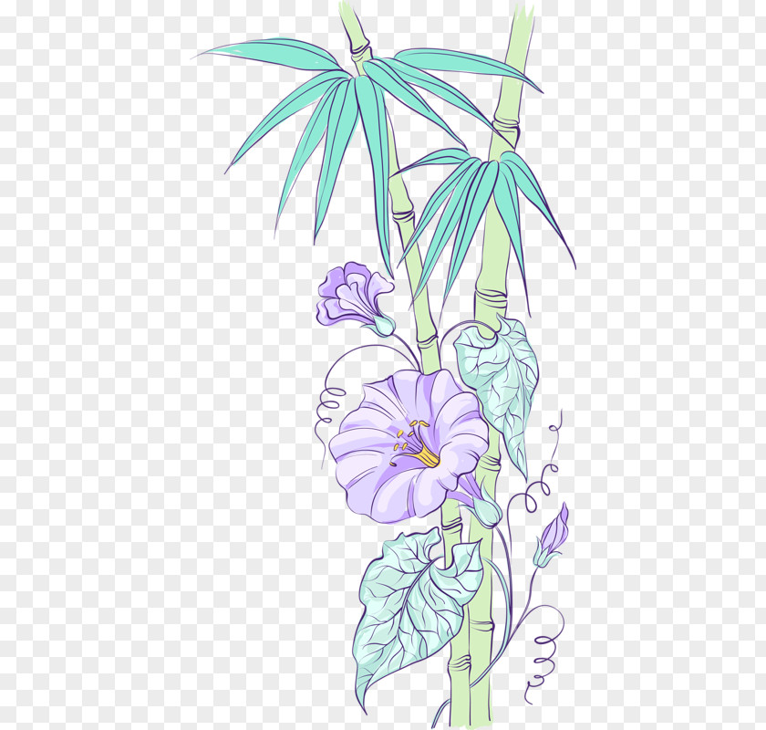 Hand-painted Bamboo Floral Design Clip Art PNG
