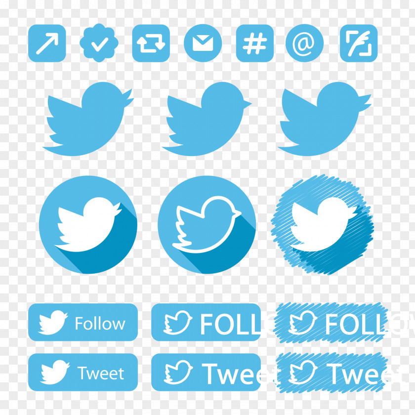 Blue Twitter Icon Vector Material Social Media PNG