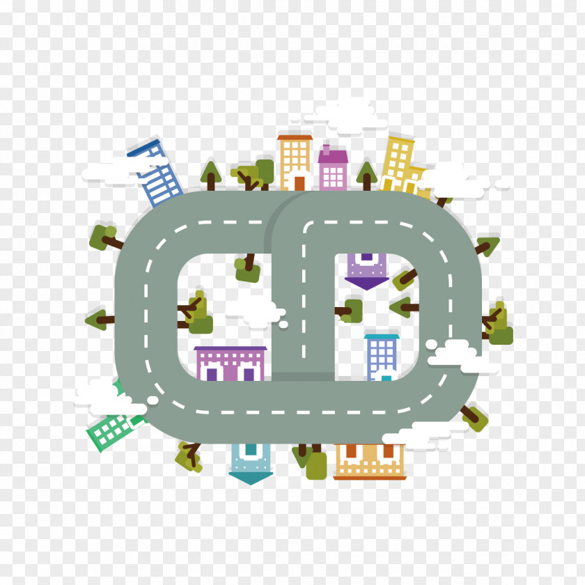 Vector Creative Building And Road PNG