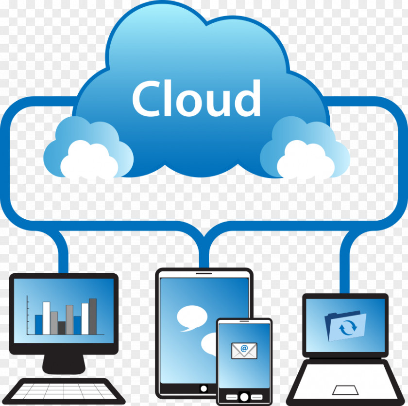 Vector Blue Cloud Services Computing File Sharing Service Computer PNG