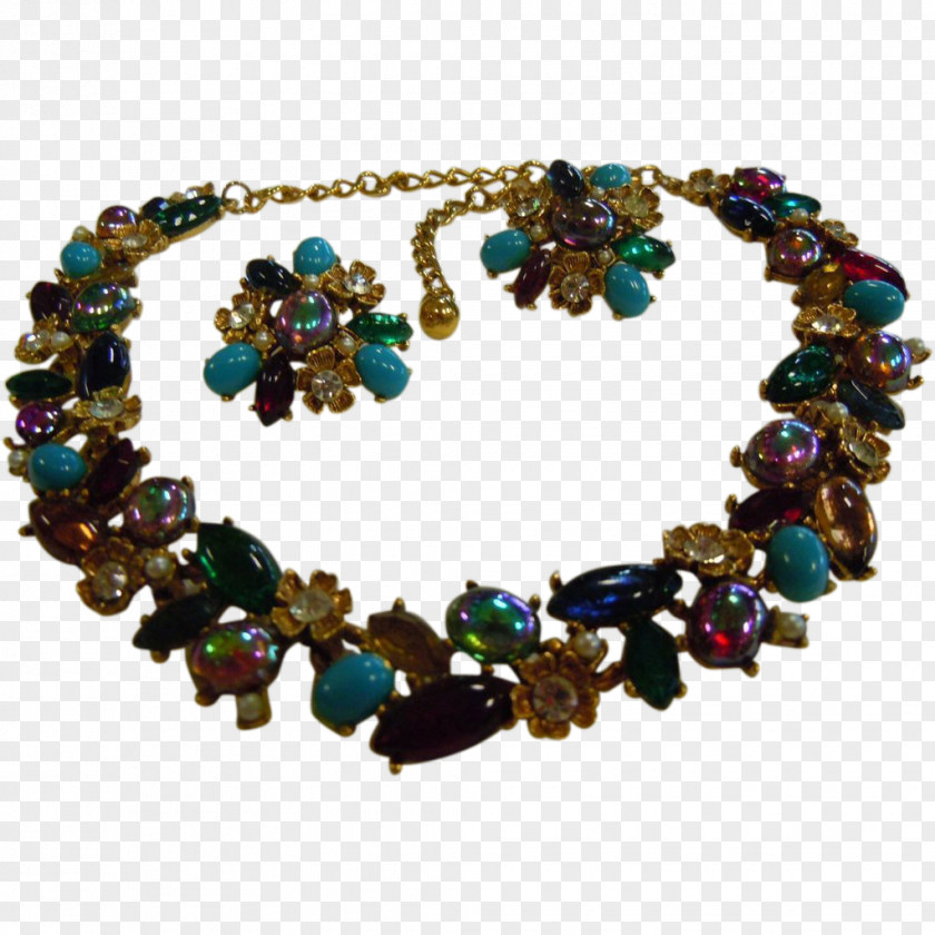 Ganesh Design Rhinestone Turquoise Necklace Bead Bracelet PNG