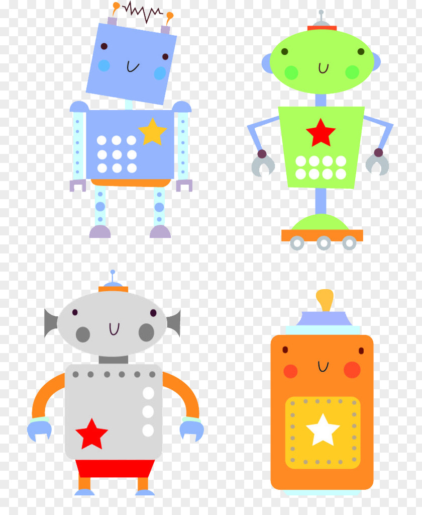 Hand-painted Robots Download Clip Art PNG