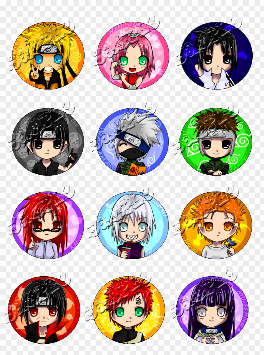 Naruto Button Pin Badges Collage Barnes & Noble PNG