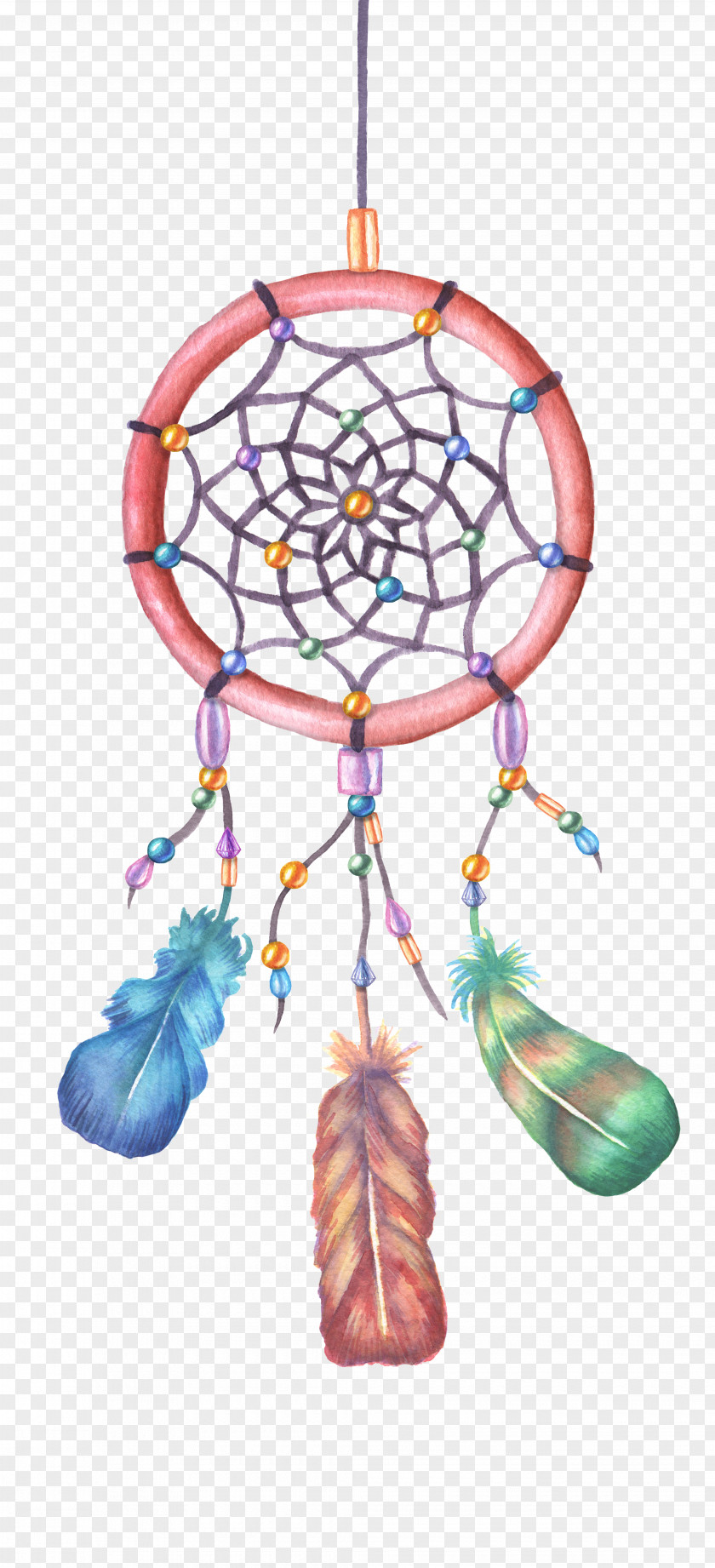 Red Dreamcatcher Stock Illustration Watercolor Painting PNG