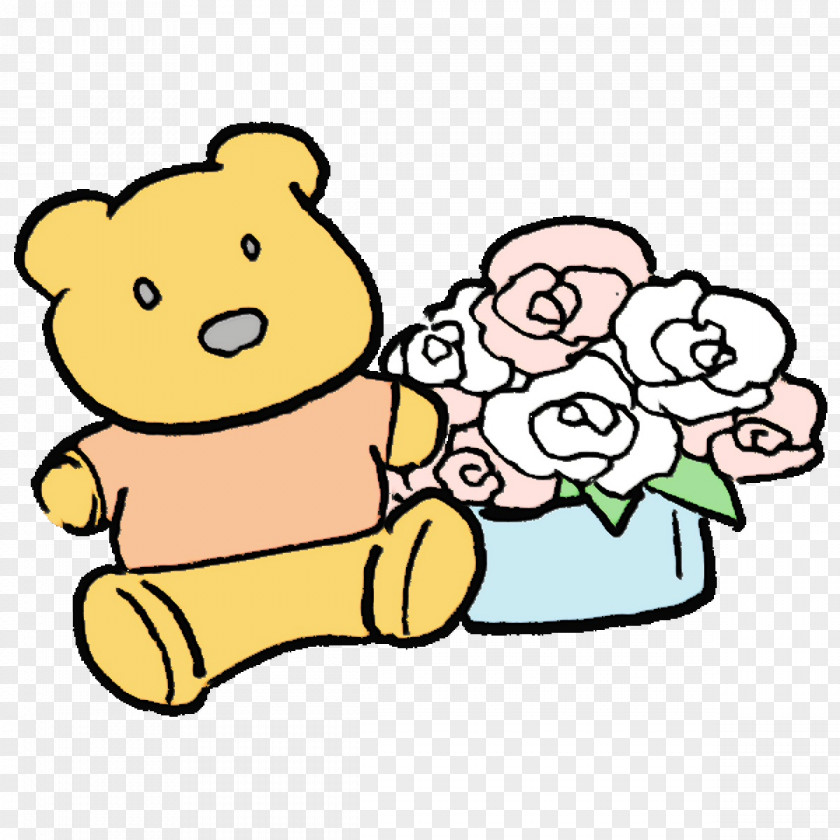 Bears Cartoon Animal Figurine Area Flower PNG