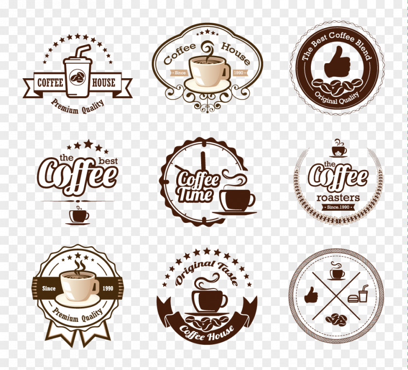 Brown Coffee Label Designs Vector Material White Cafe Iced Cup PNG