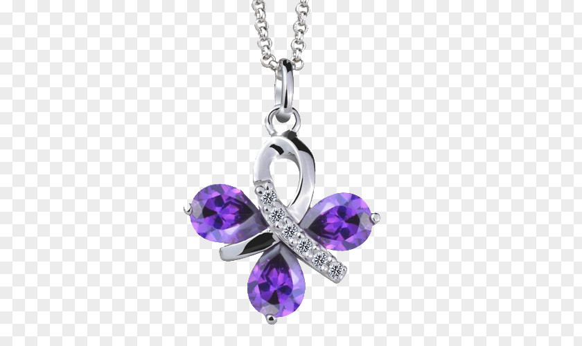 Clover Pendant Amethyst Purple Four-leaf PNG