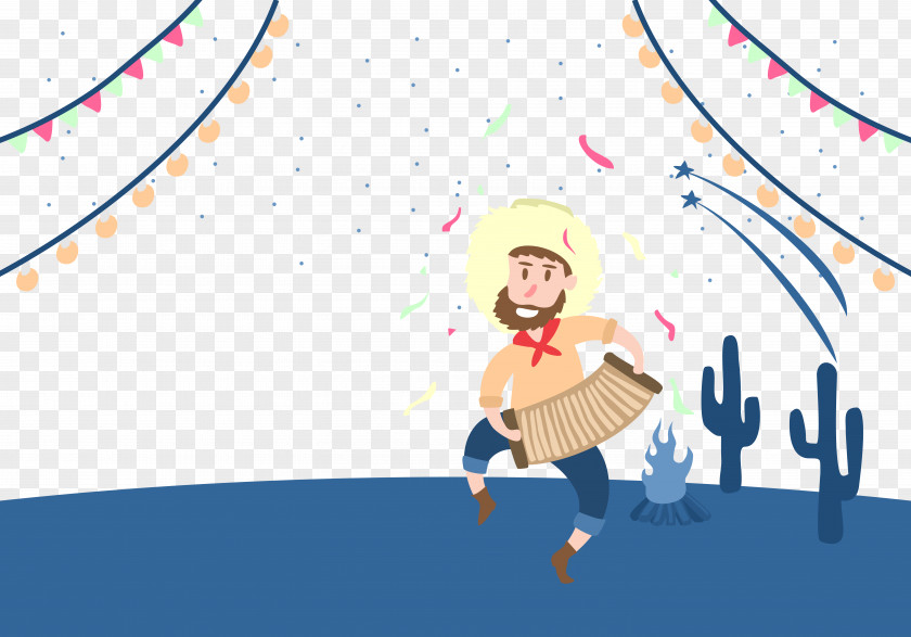 Cute Accordion Vector Illustration PNG