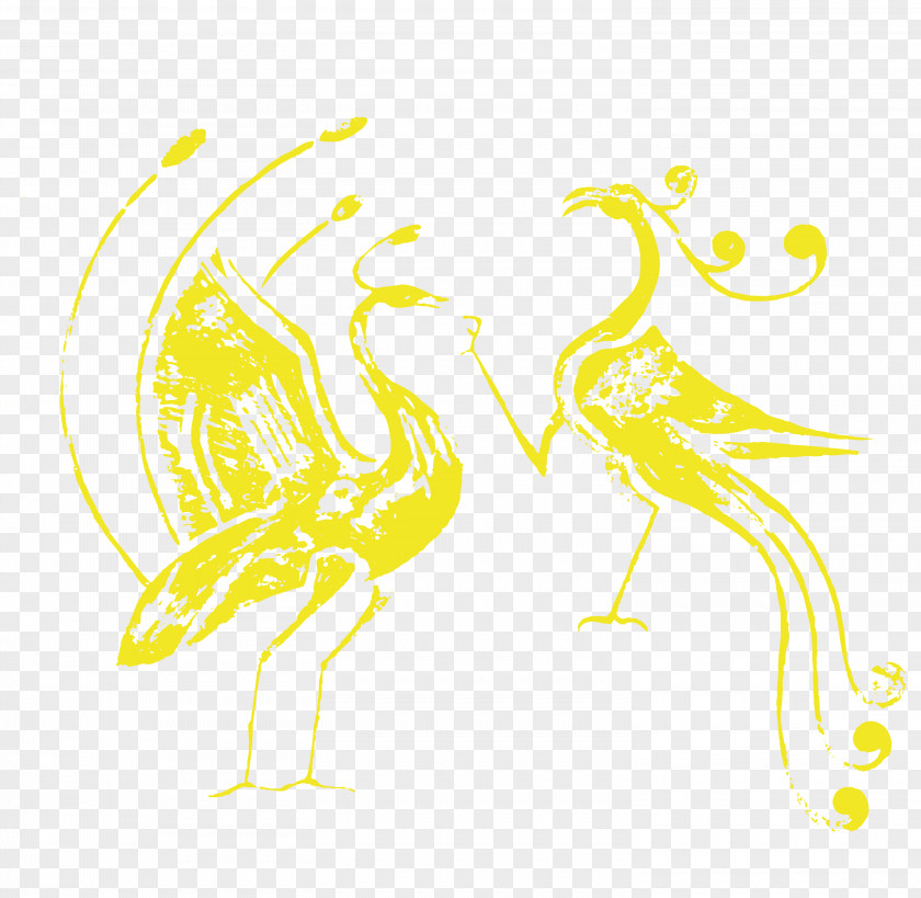 Golden Phoenix And Peacock Vector Material Beak Chicken Water Bird Duck PNG