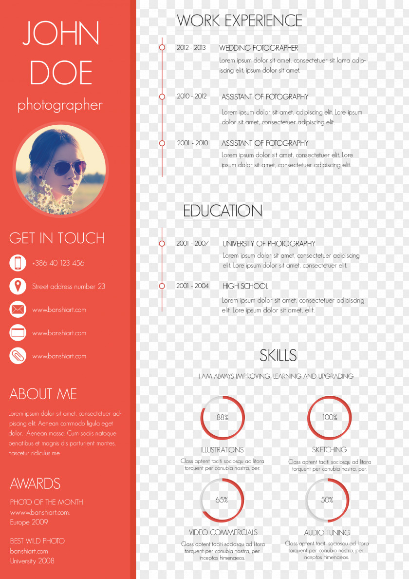 Red Personal Jane Template Résumé Skill Cover Letter Curriculum Vitae PNG
