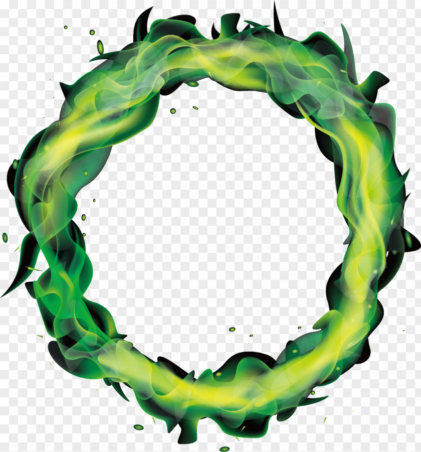 Vector Painted Green Flames Flame PNG