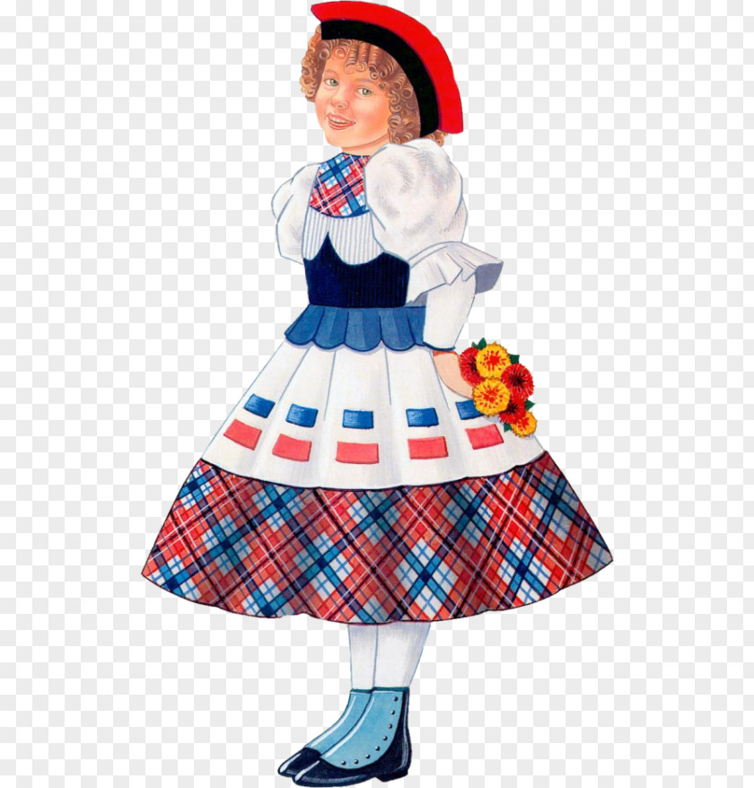 Red Riding Hood Costume Design Tartan Doll PNG