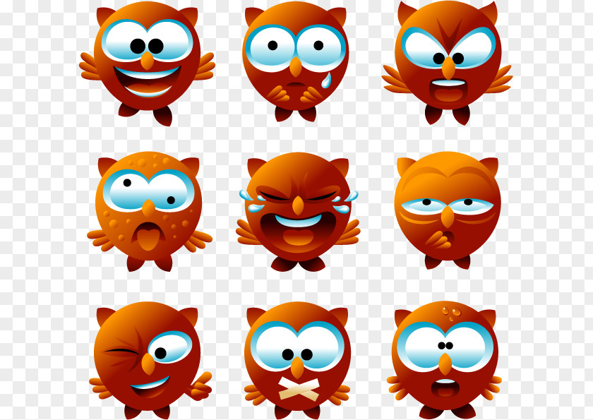 Vector Cartoon Owl Face Clip Art PNG