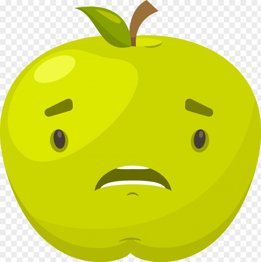 A Frightened Expression Of Green Apples Apple Facial Clip Art PNG
