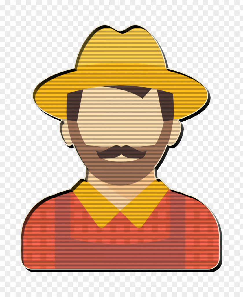 Cowboy Hat Smile Color Professions Avatars Icon Farmer Man PNG
