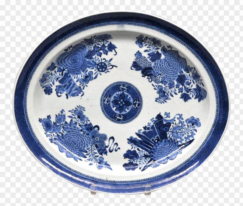 Plate Blue And White Pottery Chinese Export Porcelain Ceramics PNG