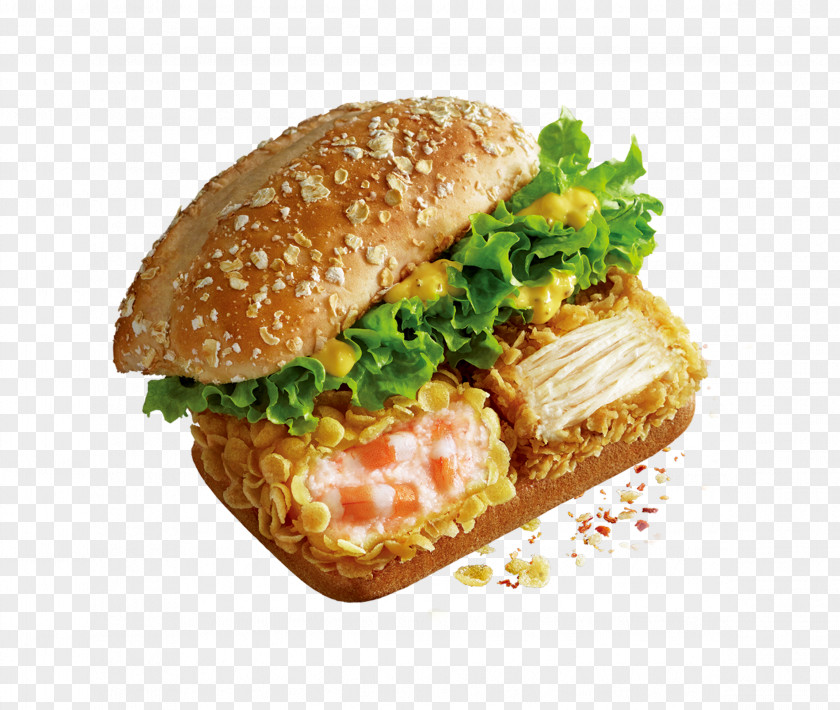 Spicy Chicken Burger Pattern KFC Barbecue Hamburger Fast Food PNG