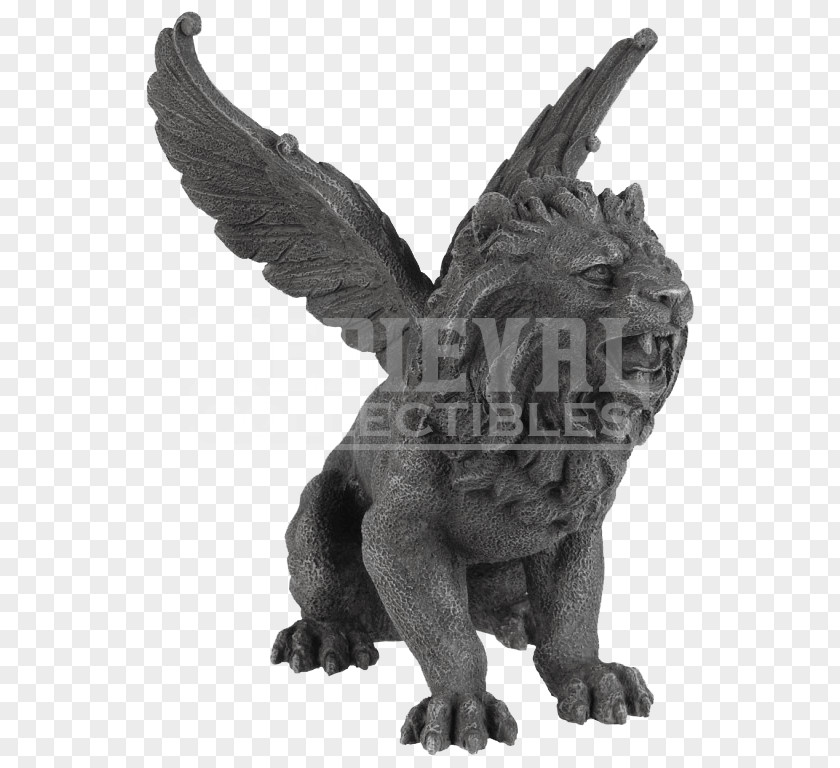 Stone Statue Winged Lion Gargoyle Sculpture PNG