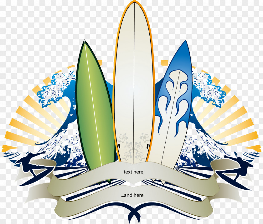 Trend Pattern Vector Wave Skateboard Big Surfing Banner Surfboard PNG