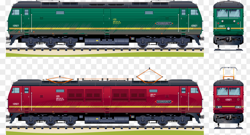 Hand-painted Train Passenger Car Rail Transport Railroad Locomotive PNG
