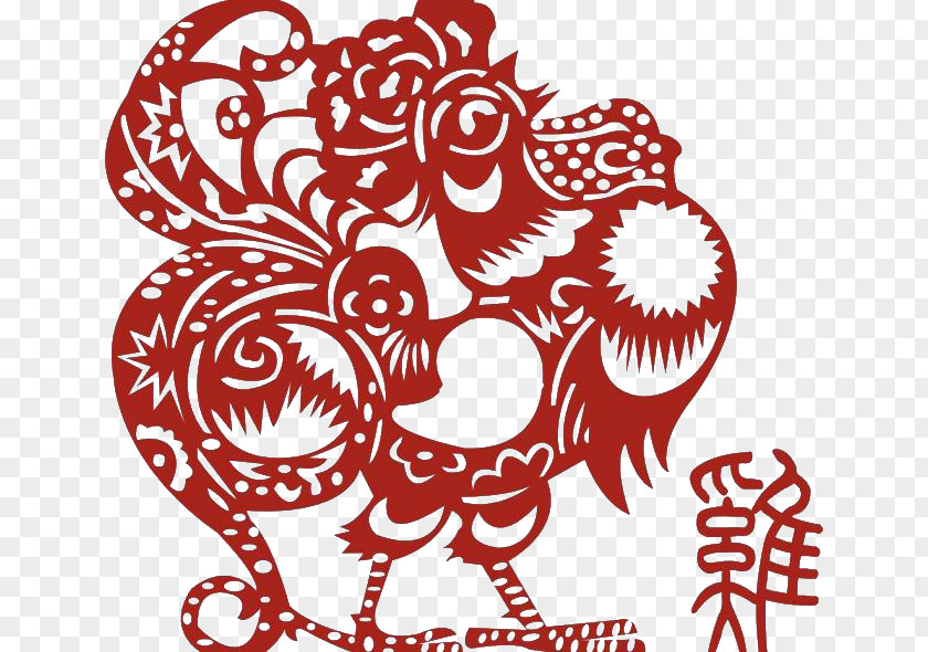 Red Pattern Element Of Chickens Chicken Chinese Zodiac Rooster New Year Tai Sui PNG
