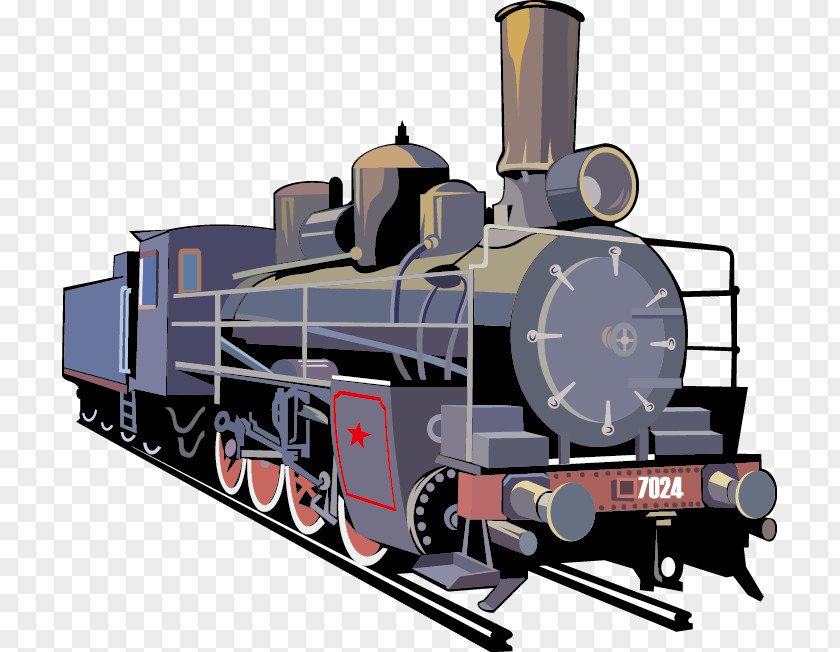 Vintage Steam Train Rail Transport Railroad Car Locomotive PNG