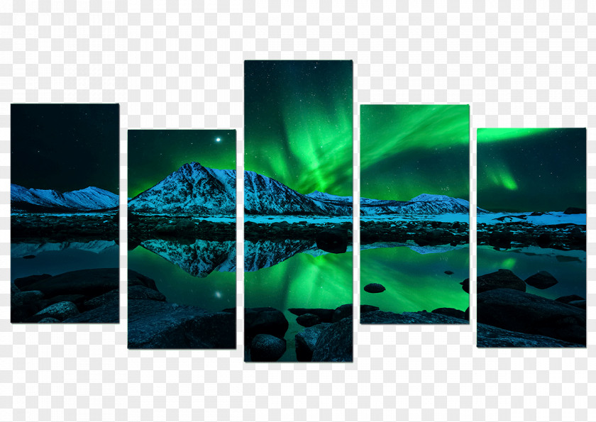 Aurora Boreal Borealis Canvas Print Panel Painting PNG