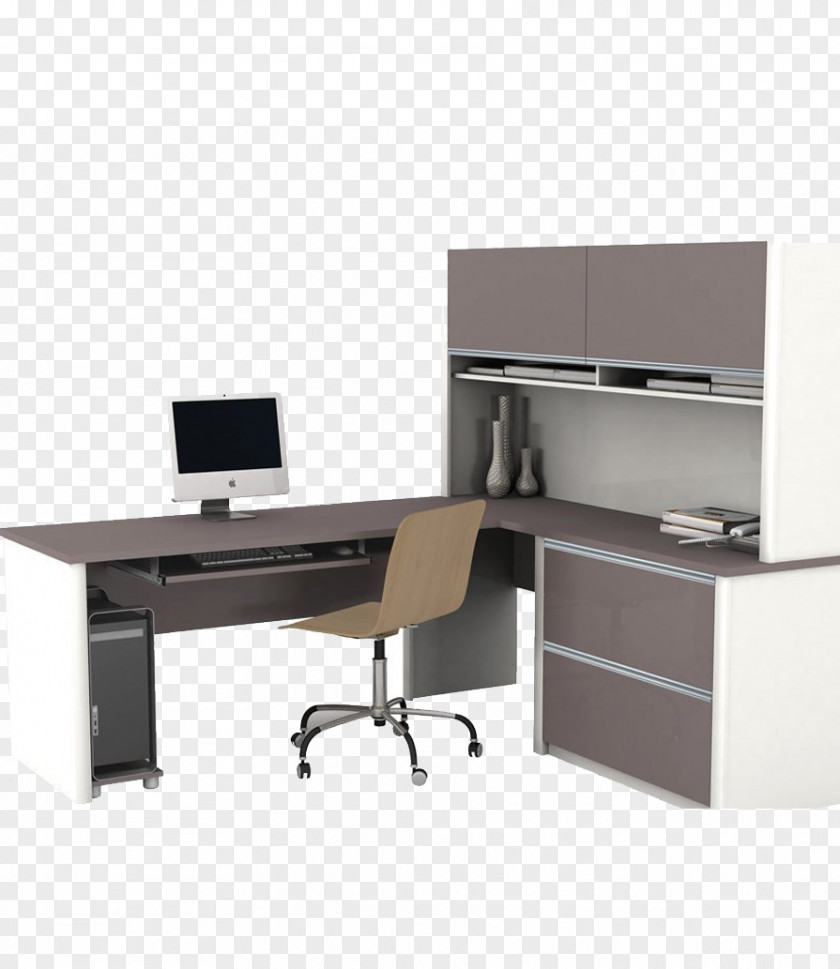 Office Desk Table & Chairs Computer Hutch PNG