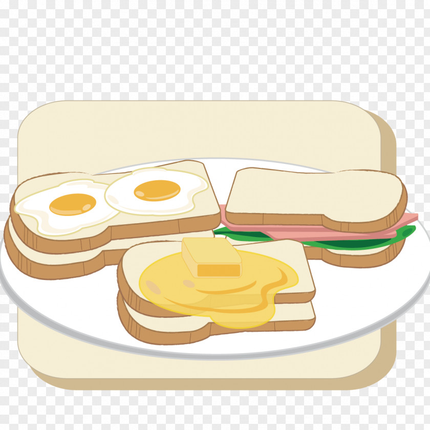 Creative Breakfast Toast Fried Egg Clip Art PNG