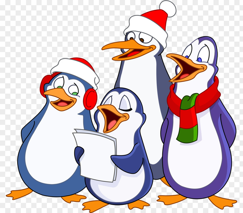 Penguin Christmas Carol Illustration PNG