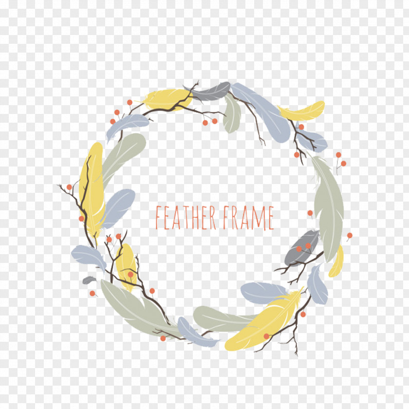 Creative Feather Wreath Picture Frame Euclidean Vector Pastel PNG