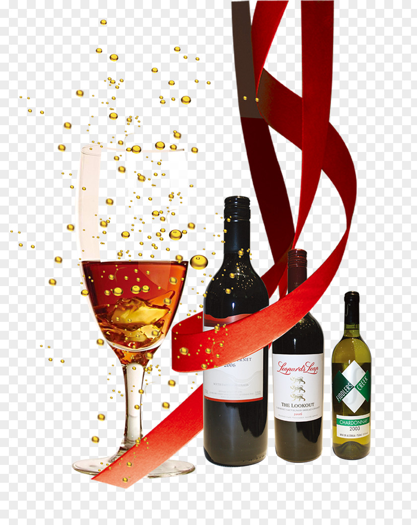 Luxury Three-piece Red Wine White Computer File PNG