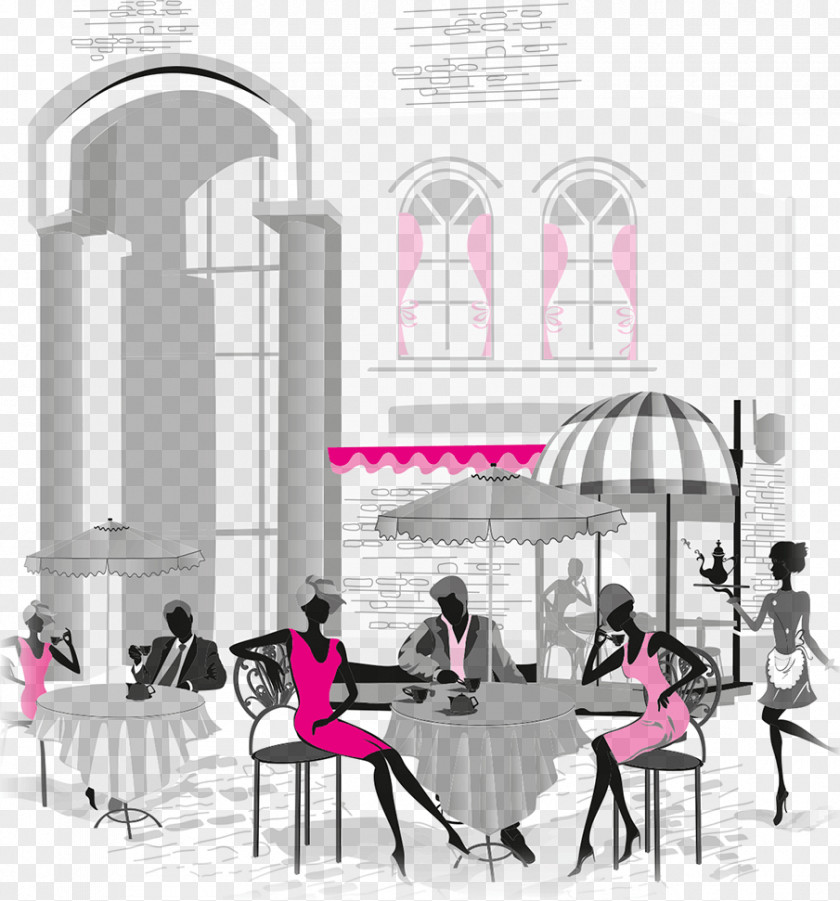 Paris Cafe Coffee Drawing PNG