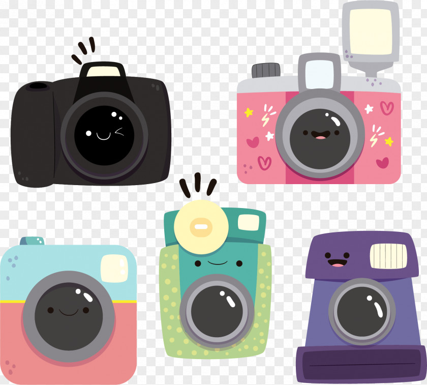 Vector Hand-painted Cartoon Camera Flash Photography Download Icon PNG