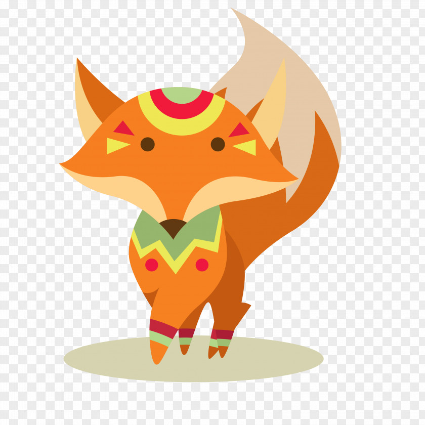 Cartoon Fox Material Watercolor Painting PNG