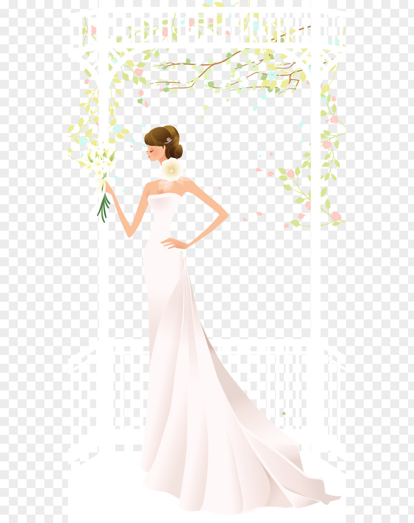 Bride And Wedding Flowers Vector Background Material Euclidean Computer File PNG