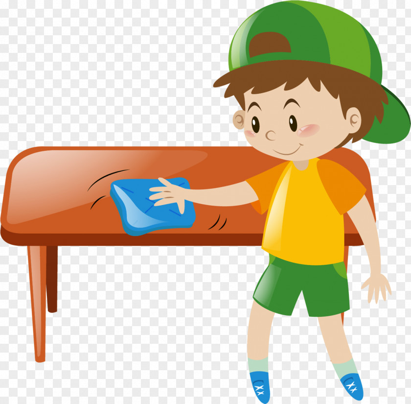 Child Cartoon Table Cleaning Stick Figure Desk PNG