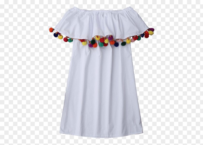 Colourful Balls Dress Shoulder Ruffle Miniskirt Clothing PNG
