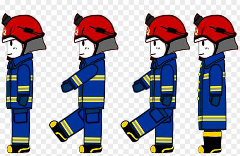 Hand Drawn Firemen Queuing Firefighter Firefighting Fire Department PNG