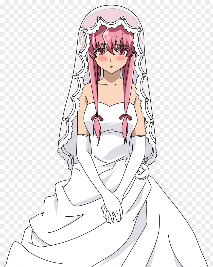 Mirai Nikki Yuno Gasai Wedding Dress White Future Diary PNG