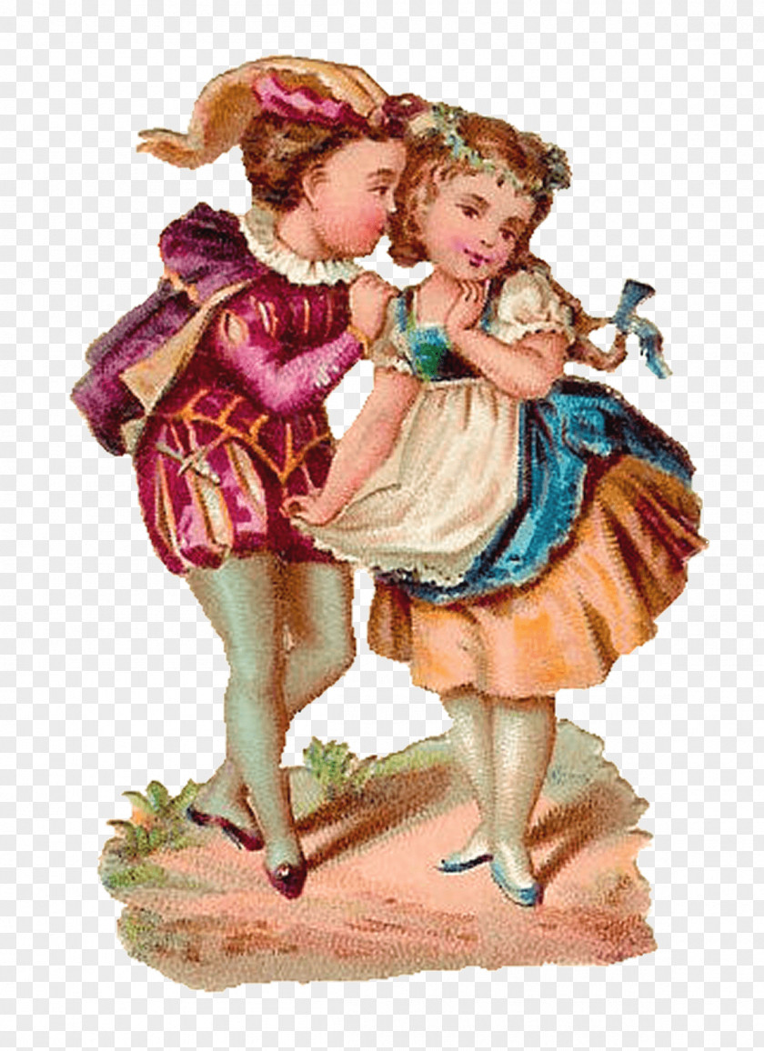 Victorian Kids Couple PNG Couple, boy and girl painting clipart PNG